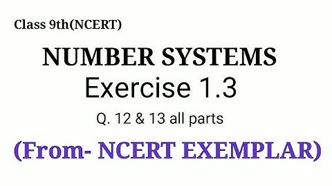 Class 9 NCERT Maths Chapter 1 Number Systems || Exercise 1.3 Q12, Q13 , From NCERT EXEMPLAR
