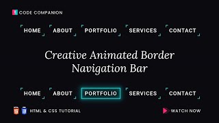 Creative Animated Border Navigation Bar In HTML And CSS | Navigation Bar HTML CSS Tutorial