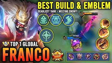 DEADLIEST TANK!! FRANCO BEST BUILD & EMBLEM 2023 | TOP 1 GLOBAL FRANCO GAMEPLAY - MOBILE LEGENDS