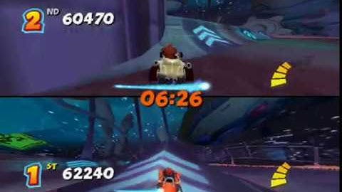Crash Tag Team Racing Space Stunts Split Screen Gameplay!!!