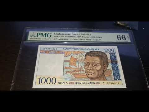 دوله مدغشقر ١٠٠٠ فرنك مقيمه سنه ١٩٩٤ الاردن