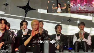 240106 Stray Kids & ENHYPEN REACTION TO LE SSERAFIM x YB - UNFORGIVEN   Fire in the belly | GDA 2024