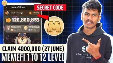 🤑(Level 1-12) Memefi Secret Reward Combo | Memefi 4,000,000 Coins Code | Memefi Secret Code #memefi