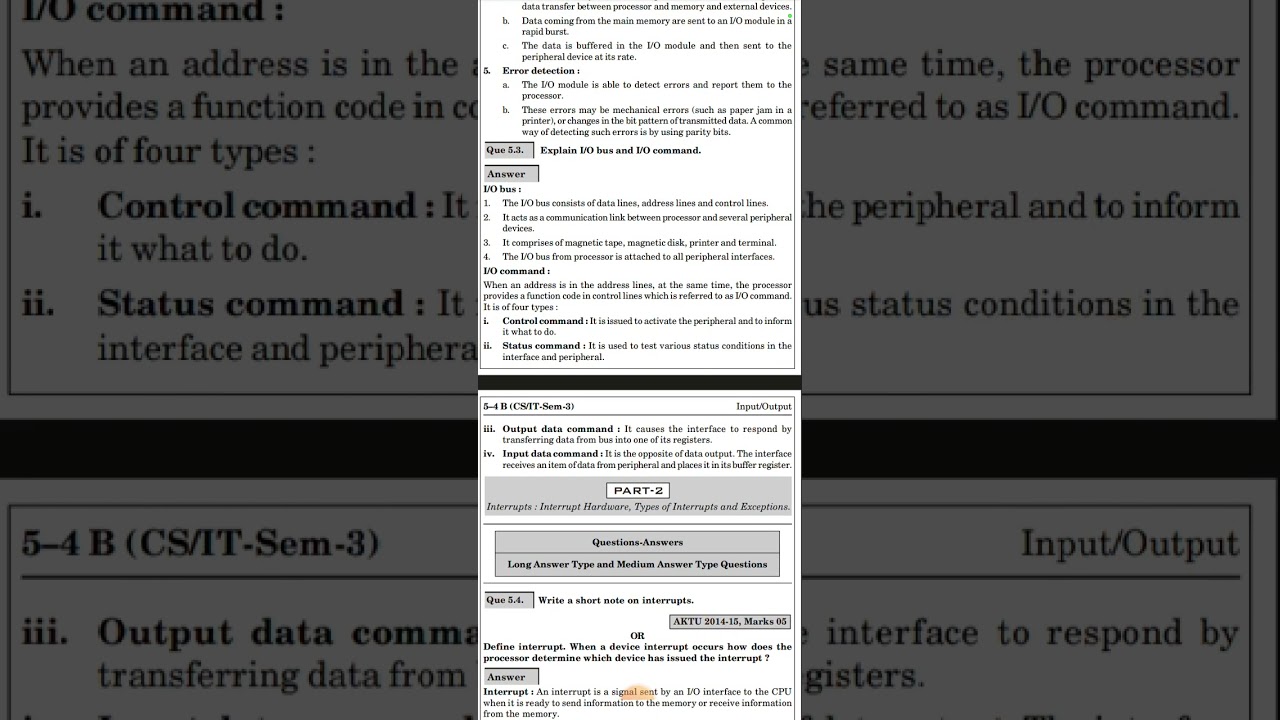 I/O bus snd I/O command |Quantum series | Question - 5.3 | Computer organization and architecture |