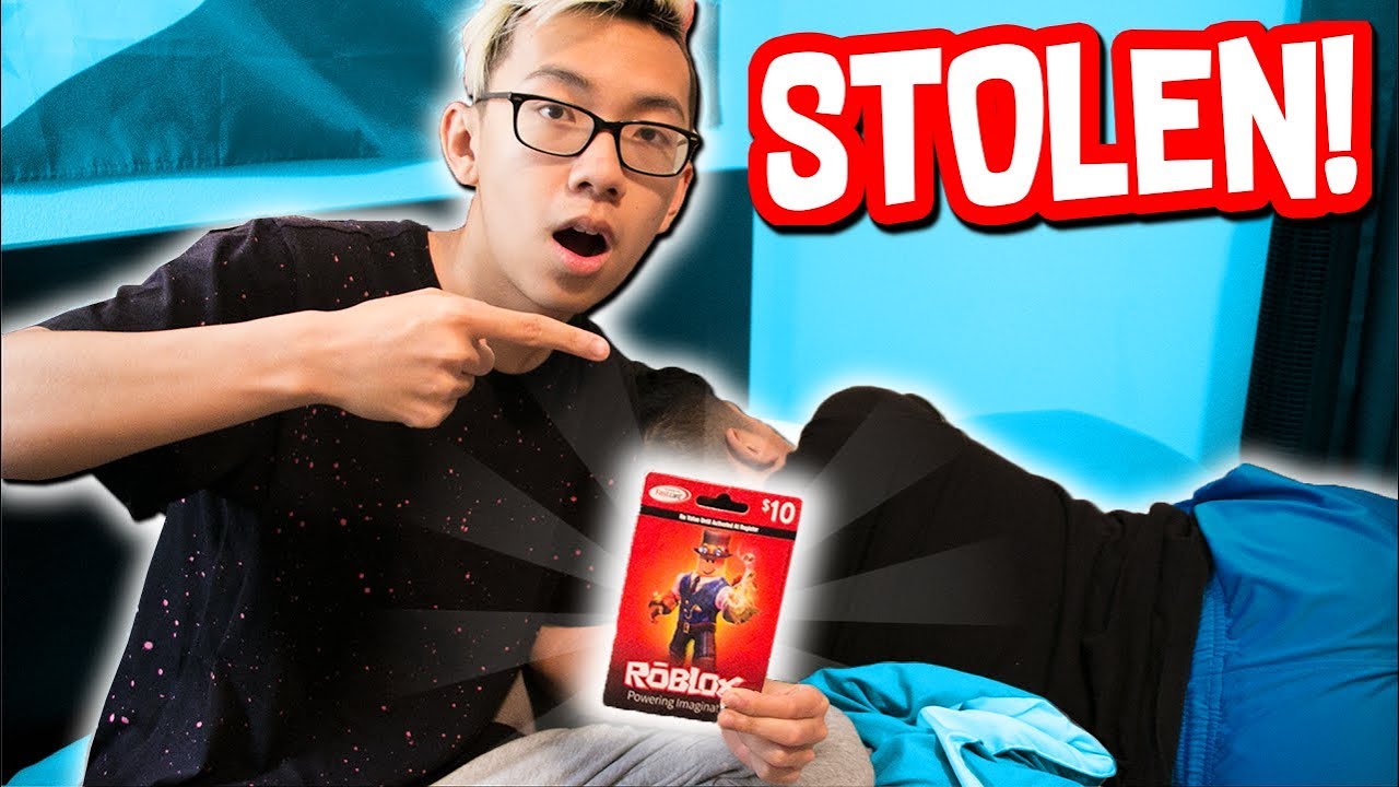 I Stole His Robux Cards When He Was Sleeping Roblox Irl - roblox youtube kid steals robux