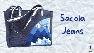 Sacola Jeans I Patchwork I Bargello Circular