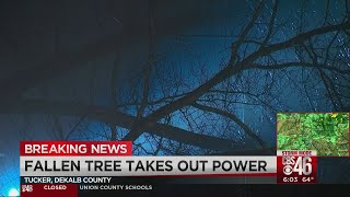 Crews work to clear fallen tree over DeKalb County roadway