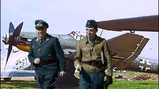РЕДКАЯ ЦВЕТНАЯ КИНОХРОНИКА сдачи немецких пилотов люфтваффе в плен со своими самолётами.