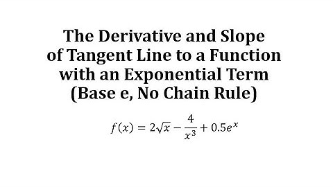 Derivative of an Function with an Exponential Term (Base e) and Slope of Tangent (no chain rule)