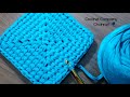 كروشيه قاعده مربعه/مربع/شكل مربع بخيط الكليم او التيشرت _ How to crochet T-Shirt Yarn Square