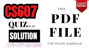 CS607 quiz 3 solution 2023 || CS 607 quiz 3 searching PDF file || Today Quiz PDF file