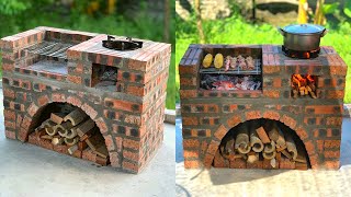 Crafts With Cement  Outdoor Kitchen From Red Brick