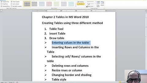 Class 6th Chapter 2 Tables in MS Word 2010