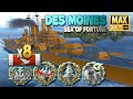 Cruiser Des Moines on map Sea of Fortune, tense game - World of Warships