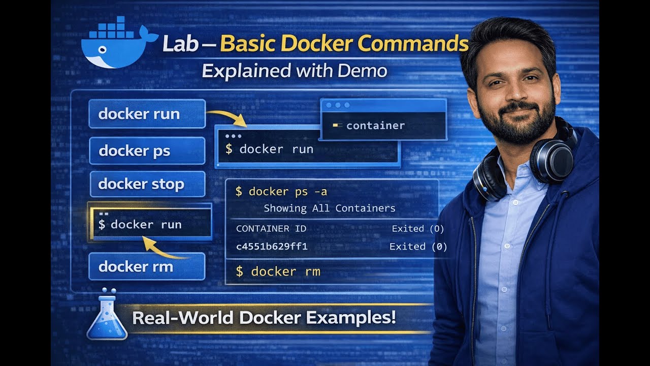 Docker Basic Commands Tutorial | docker run, ps, stop, rm (Hands-on Lab ...