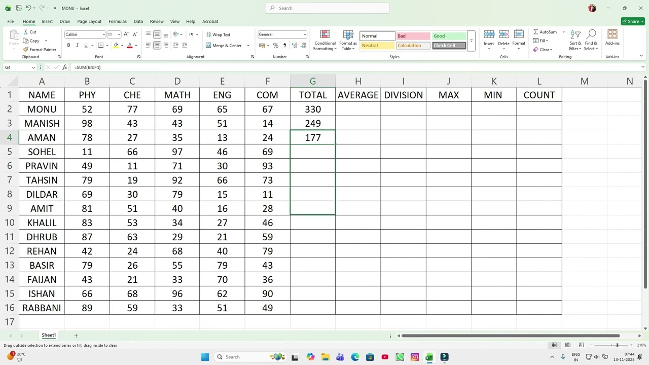 FIND SUM AND AVERAGE IN EXCEL | Important for Data Entry Operator | Microsoft Excel 2021