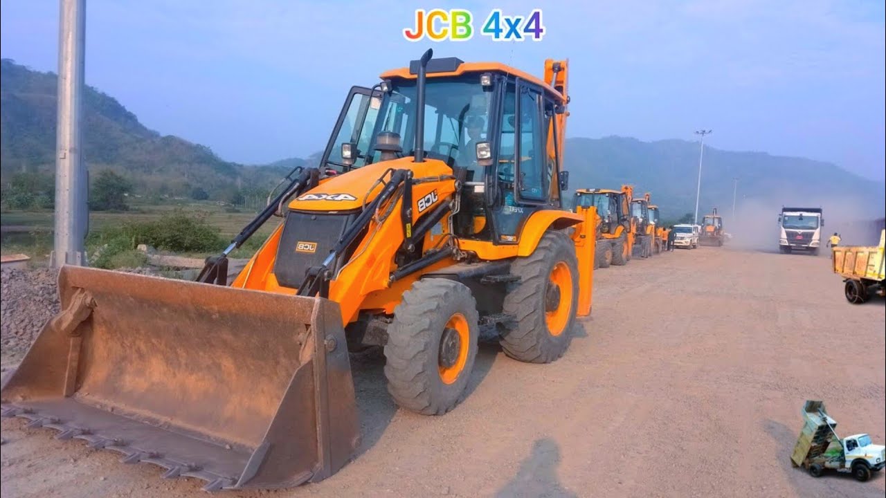 JCB 3dx backhoe Loader loading mis in Ashok Leyland tipper - YouTube