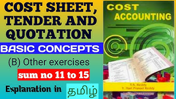 COST SHEET ( Other exercises -sum no 11 to 15) chp-1 Cost sheet,tender and quotation