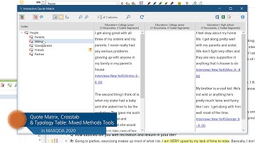 Mixed Methods in MAXQDA 2020: Crosstab, Quote Matrix, Typology Table