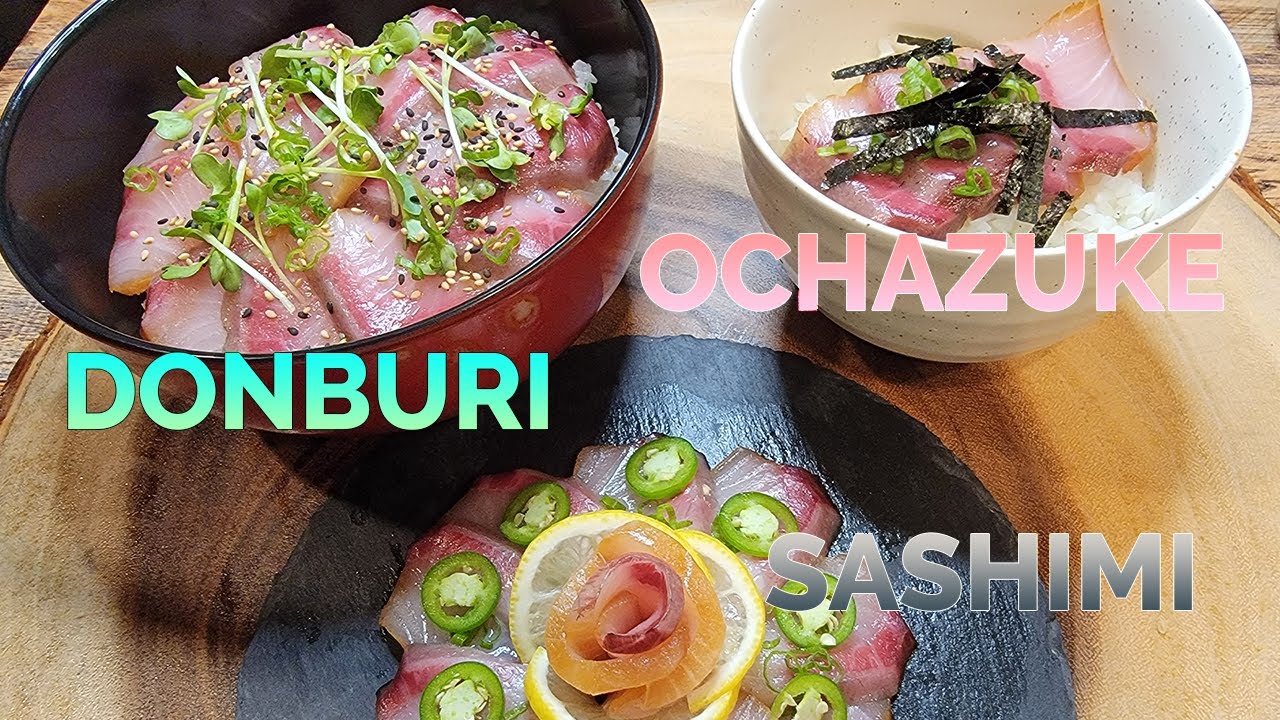 THREE DELICIOUS YELLOWTAIL DISHES Marinated with Kombu (HAMACHI