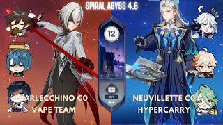 Spiral Abyss 4.6 | C0 Arlecchino Vape Team & C0 Neuvillette Hypercarry