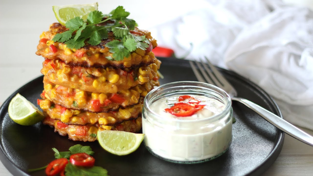 Corn Fritter Recipe with a Yoghurt Dip | How to Make Corn Fritters