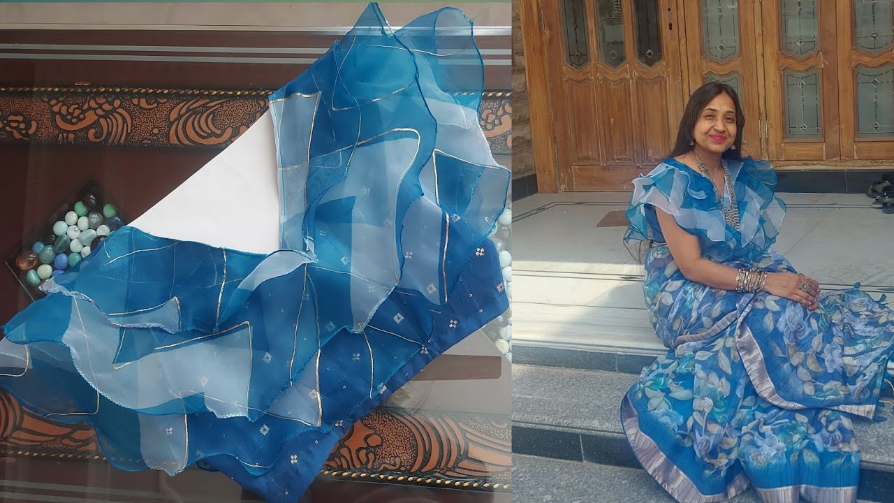 three layer Ruffle blouse design✨✨ umbrella frill blouse design designer frill blouse design