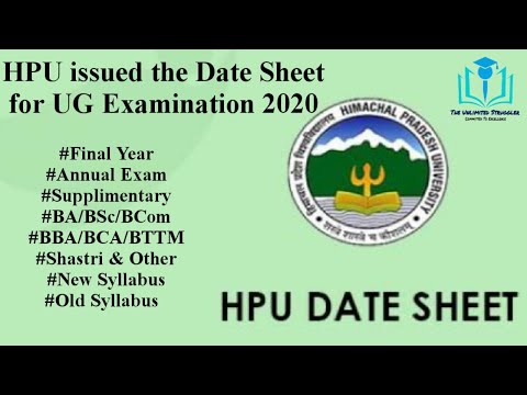 HPU issued final date sheet for UG examination 2020 | Final Year & Re appear|Santosh Kumar Sankhyan
