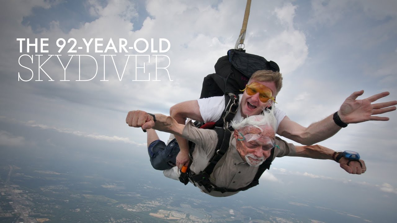 Resultado de imagen para old person parachute jump