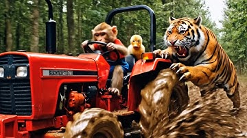 Monkey Bon Bon Drives Tractor to Rescue the Missing Duckling 🐥🚜 | A Surprising Farm Adventure!