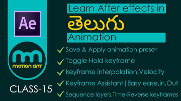 Key frame Assistant Easy ease, Easy Ease in, Easy Ease Out Telugu Tutorial in after effects cc