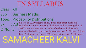 Ex 7.3 - Q.No 5 - 12th Business Maths -  Probability Distributions