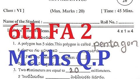 6th FA 2 Maths Question paper 📜 answers