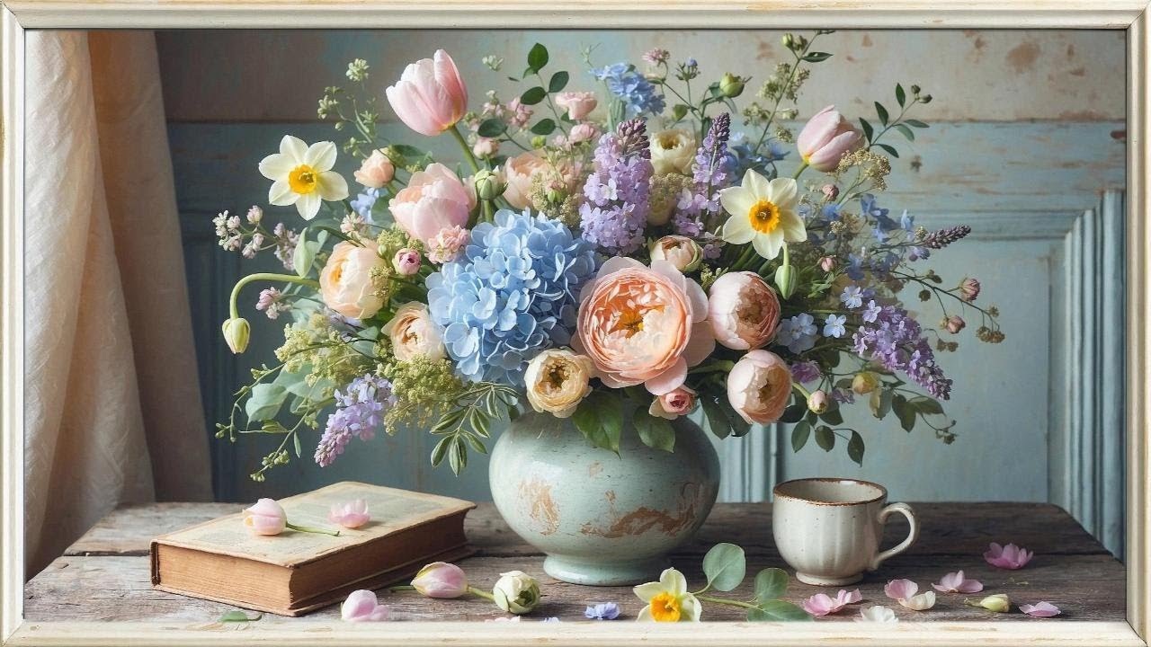 Spring Floral TV Art Wallpaper | Vintage Framed Screensaver | 4K Relaxing Flower Painting Frame TV🌸