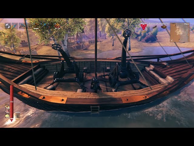 bomb fulings with catapult in boat: valheim ashlands class=