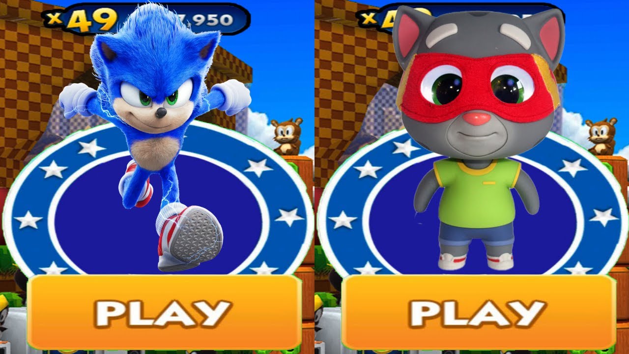 Sonic Dash vs Tom Gold Run - Movie Sonic vs All Bosses Eggman Zazz All ...