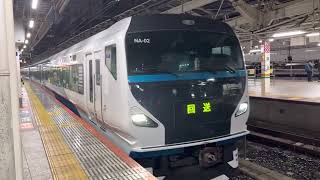 東海道線E257系2000番台宮オオNA-02編成＋E257系2500番台宮オオNC-33編成踊り子回送　東京駅発車