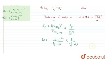 For the reaction, N_(2)O_(4)(g)hArr 2NO_(2)(g) the reaction connecting the degree of dissociatio...