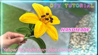 Wow! I can make this from pipe cleaners | yellow lily flower #craft #decoration #diy #viralvideo 