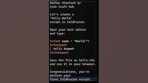 Quick Tip Adobe ColdFusion - Hello World #coding #programming #coldfusion