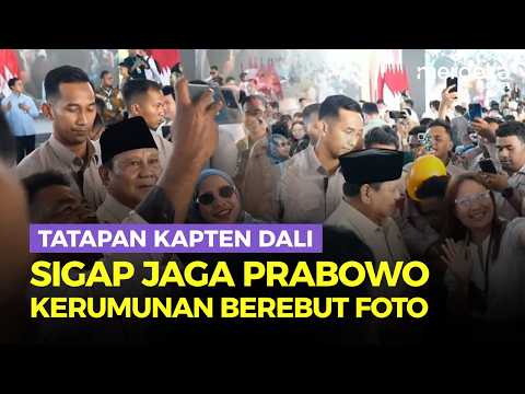 Tatapan Kapten Dali Sigap Jaga Presiden Prabowo dari Kerumunan Orang Berebut Selfie