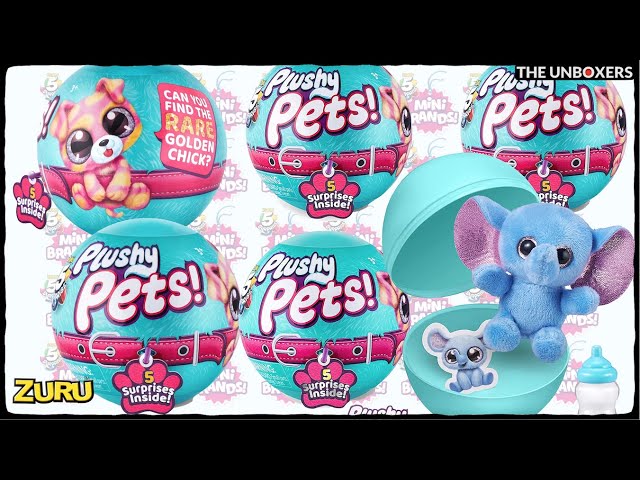 5 SURPRISE Plushy Pets Series 1 Mystery Collectible Capsule By ZURU