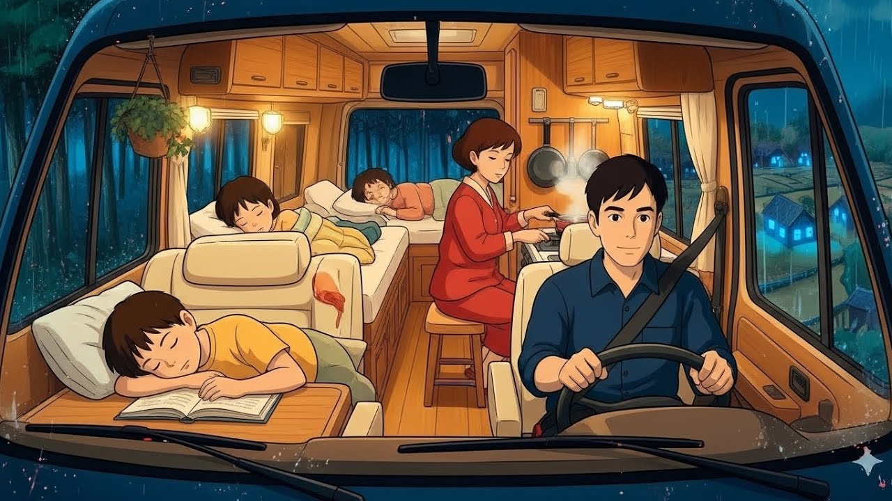 Cozy Mobile Home Life on a Rainy Day | Ghibli-Inspired Slow Living