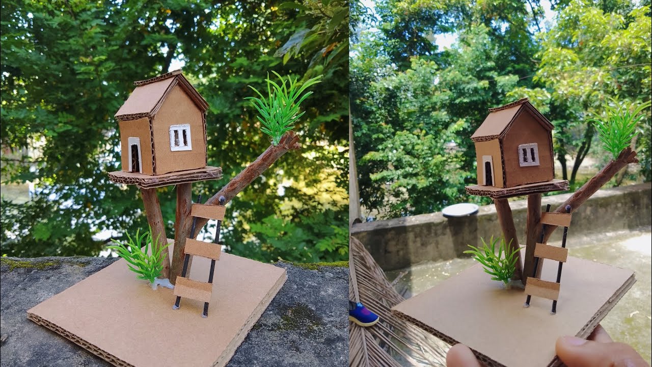 how to making cardboard tree home. #creative #diy #making. - YouTube
