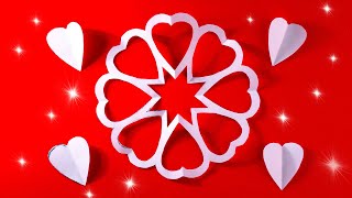 Paper Cutting Design️How to make a heart snowflake [Clear tutorial fast and easy]