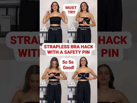 👙 Trying STRAPLESS BRA Hack With A Safety Pin | It's So Good! #shorts