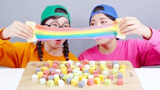 Rainbow Grilled Cheese Toast Fruit Cheese Mukbang DONA