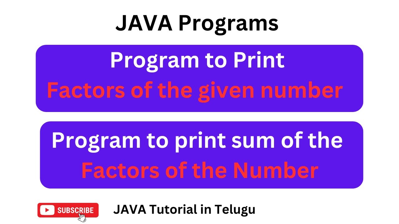 Factors program in java telugu | sum of the factors program in JAVA ...