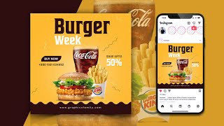 How To Design Burger Instagram Post in Adobe Photoshop