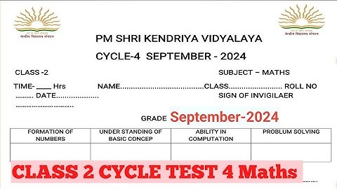 Kv Cycle Test 4 Class 2/Cycle Test 4 Maths Class 2#kvexam#class 2 Maths Questions Paper